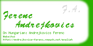 ferenc andrejkovics business card